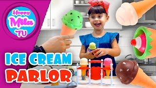 Making Ice Cream at home Ice Cream Parlor Play Set by Kid Connection funny review  HappyMilaTV 315 [upl. by Nial]