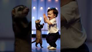 Baby and ferret dancingviralvideo crianças baby bebes shortsgottalent bebeanimal cute funny [upl. by Eitsyrc]