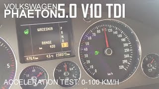 VW Phaeton 50 V10 TDI  0100 kmh acceleration test [upl. by Carma737]