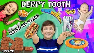 Mikes DERPY Stubborn Tooth Rolled Up Ice Cream Backyard Fort Updates FUNnel Family Vlog [upl. by Astiram]