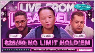 Linglin Henry amp Francisco Play 2550 No Limit Holdem  Commentary by David Tuchman [upl. by Balfore]