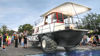 The amphibious boat with a cabin and sealed helm [upl. by Staffan153]