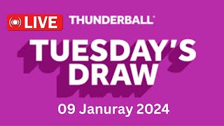 Thunderball draw live results tonight Tuesday 09 Jan 2024  thunderball live tonight draw [upl. by Baxy]