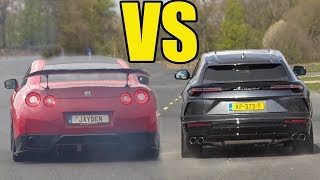 NISSAN GTR R35 VS LAMBORGHINI URUS  DRAG RACE🔥 [upl. by Nelaf]