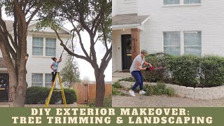 DIY EXTERIOR MAKEOVER TREE TRIMMING amp LANDSCAPING  Home Renovation Episode 37 [upl. by Lilahk596]