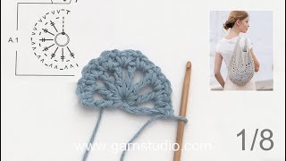 How to crochet after chart A1 to the bag in DROPS 21125 [upl. by Gustavus]