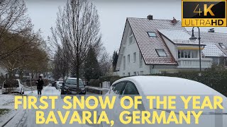 Garching Bavaria Germany  First snow of 2020 Winter 4K walking video [upl. by Marsh215]