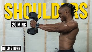 20 Mins Dumbbell ONLY Workout For 3D ShouldersDelts  Build amp Burn 17 [upl. by Elliven]