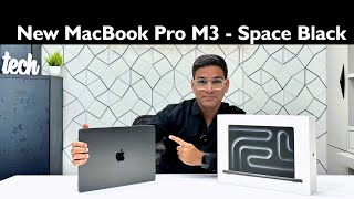 M3 MacBook Pro Unboxing amp First Impression  Space Black Colour [upl. by Layman290]