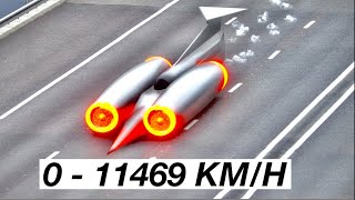 Thrust SSC GTR  TOP SPEED TEST  011469 KMH [upl. by Ralyt]