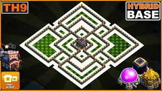 NEW BEST TH9 Base 2023 with COPY LINK  COC Town Hall 9 HybridTrophy Base Design [upl. by Aimaj]