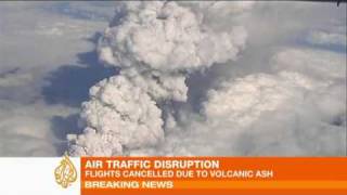 Volcanos ash cloud causes flight chaos across Europe [upl. by Irrek547]