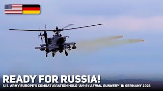 Russia Panic US Army Europes Combat Aviation Hold AH64 Aerial Gunnery in Germany 2023 [upl. by Osnohpla798]