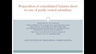 Preparation of Consolidated Balance Sheet in case of Partly Owned Subsidiary [upl. by Asenev456]