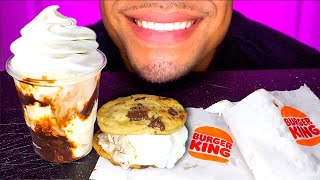 BURGER KING ICE CREAM SANDWICHES EATING CHOCOLATE CHIP COOKIES BIG BITES NO TALKING [upl. by Assilaj]