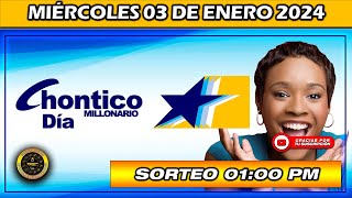 Resultado de EL CHONTICO DIA del MIÉRCOLES 03 de enero del 2024 chance chonticodia [upl. by Krenek]