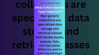 What is NonGeneric Type Collection in C cse tech it ShivaShankarTech [upl. by Harland]