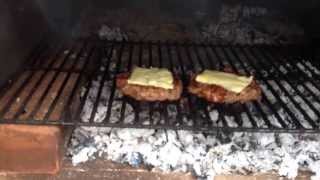 Super juicy Burgers in my Wood Fire Oven Grill with Cherry wood [upl. by Rosenzweig88]