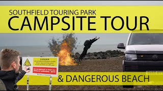 Visit to a DANGEROUS BEACH  Campsite Tour  Camping Adventure in my VW T6 Self Built Camper Van [upl. by Farrar877]