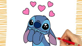 How to Draw Valentines STITCH I Easy [upl. by Eldred]