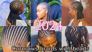 🔥💯 Latest braids hairstyle ideas  2024 braids with beads for women 💆 [upl. by Herates]