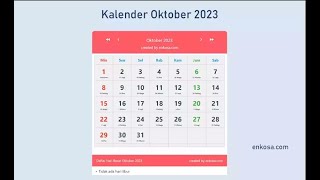 Kalender Bulan Oktober 2023 Lengkap [upl. by Wirth]