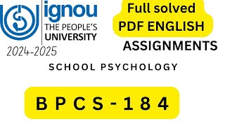 BPCS184 SOLVED ASSIGNMENT 202425  IGNOU [upl. by Calvano]