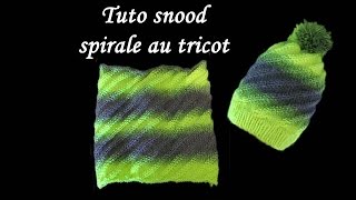 TUTO SNOOD SPIRALE TOURBILLON AU TRICOT FACILE snood scarf collar easy to knit [upl. by Evadne]