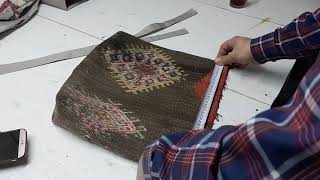 HOW TO MAKE BAGS WİTH HANDMADE CARPETS DIY KİLİM BAGS  Doublesided Bag [upl. by Lennahs]