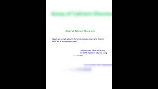 Assay of Calcium Gluconate [upl. by Yenetruoc]