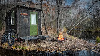 COLD RAINY NIGHT IN OUR CABIN by a River  Autumn in Minnesota [upl. by Raynor]