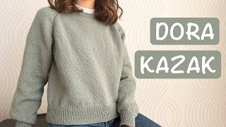 Dora Kazak  Yakadan Başlanan Kolay Dikişsiz Yetişkin Kazağı  Top Down Sweater Knitting Tutorial [upl. by Ikcir]