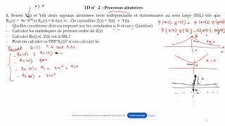 Exercices Processus Aléatoires 1 partie 2  Moments statistiques Stationnarité DSP [upl. by Paine]