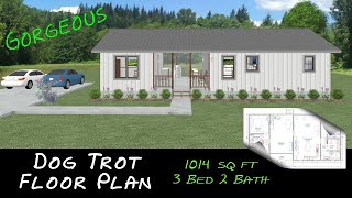 Gorgeous Dog Trot Cabin Floor Plan  1014 sq ft  3 Bedroom 2 Bath [upl. by Hertzfeld]