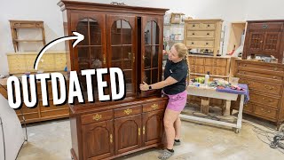 Old China Hutch Gets Modern Makeover  Updating OLD FURNITURE [upl. by Tanney]