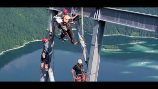 Neubau Seilbahn Zugspitze – Weltrekordstütze fertiggestellt [upl. by Cargian901]