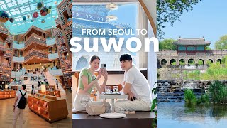 seoul to suwon 🇰🇷 magical library aesthetic cafes beautiful historical city  korea vlog [upl. by Georgena]