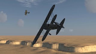 IL2 Desert Wings  Fiat CR42 Trop Falco Vs Gladiator II Trop  Dogfight in Halfayah area [upl. by Ahtilat]