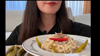 ASMR Kremalı Tavuklu Makarna🍝Turşu Asmr🥒 Biber Asmr🌶️ makarnaasmr fettuccinialfredo rainysasmr [upl. by Bonar743]