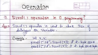 Sizeof operator in C programming in hindi  unary Operators sizeof  C language unary Operators [upl. by Enerol]