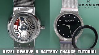 SKAGEN Watch Battery Change and Bezel Remove Instruction [upl. by Noeled]