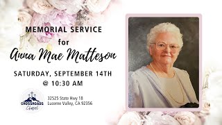 Celebration of Life for Ann Matteson  Sep 14th 2024 [upl. by Colpin]