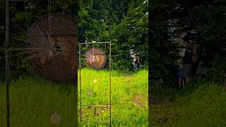 Threading the needle catapult slingshot targetpractice trickshots viralvideo skill [upl. by Eseilanna]