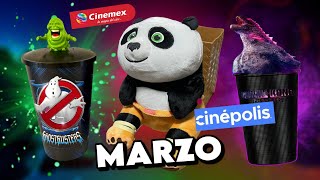 Palomeras CINÉPOLIS y CINEMEX y vasos GODZILLA Y KONG Confirmados Kung fu PANDA Ghostbusters [upl. by Yelac888]