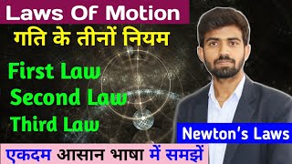 Newtons Three Laws Of Motion  गति का नियम  First LawSecond LawThird Law [upl. by Tilney772]