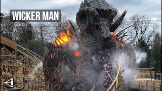 WICKER MAN at Alton Towers  new wooden roller coaster with fire [upl. by Iturhs862]