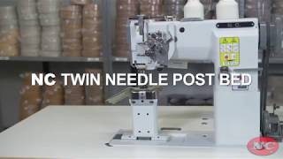 Twin Needle Post Bed Sewing Machine With Split Bar by NC Carpet Binding [upl. by Aititel]