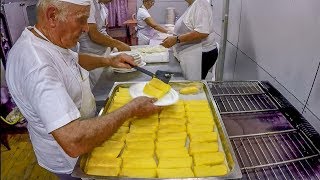 Gorgonzola Cheese Melted over Fried Corn Polenta Italy Street Food [upl. by Cyler]