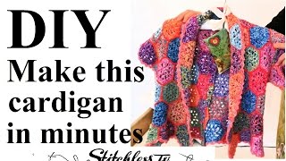 DIY How to make a cardigan out of a blanket [upl. by Eissat]