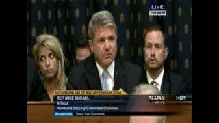 Rep McCaul Questions Kerry and Hagel at House Hearing on Syria [upl. by Boiney]